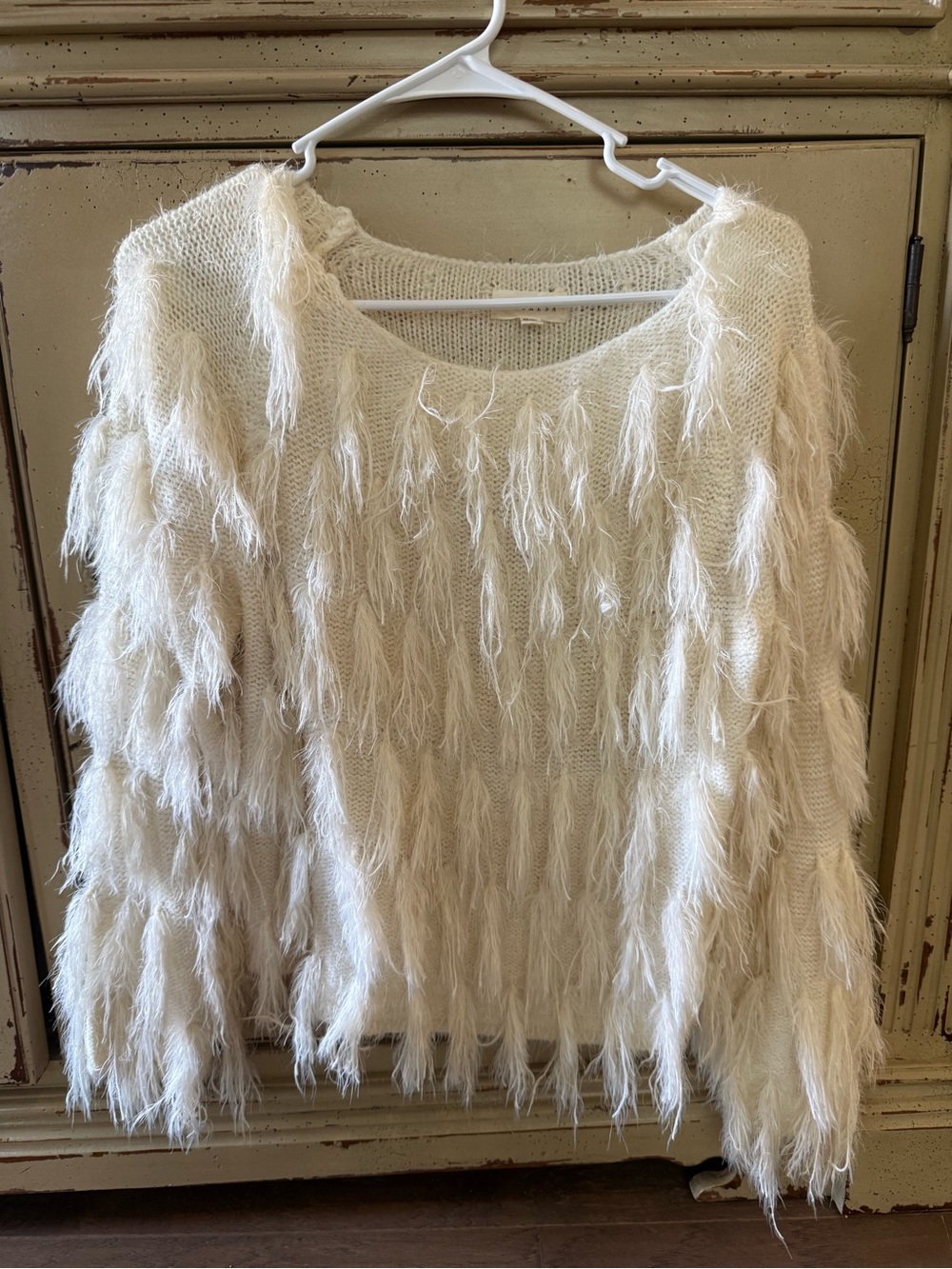 Promesa Revolve Cream Textured Fringe Sweater - Women